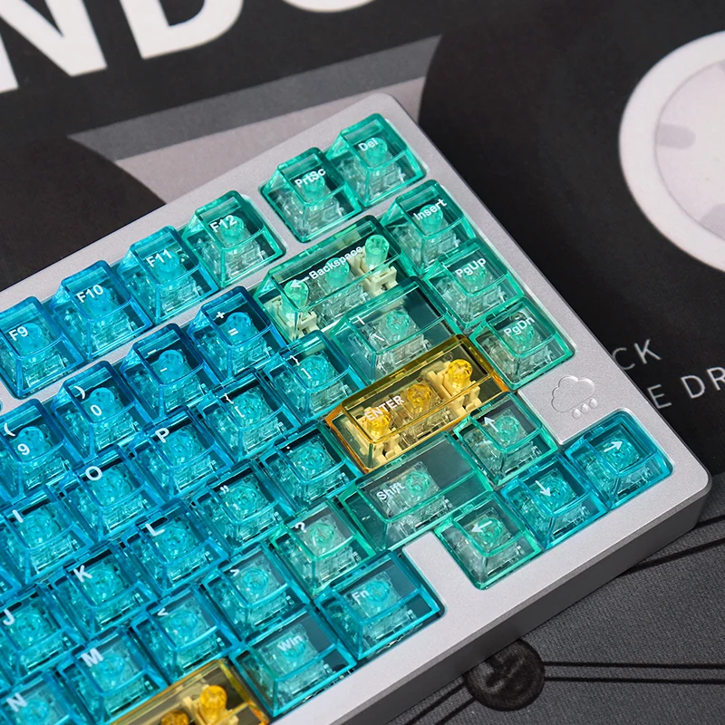 Teclas transparentes con gradiente de color azul, 156 teclas, perfil de cereza, teclas transparentes, almohadilla UV, teclas de PC con impresión para teclado mecánico - imagen 5