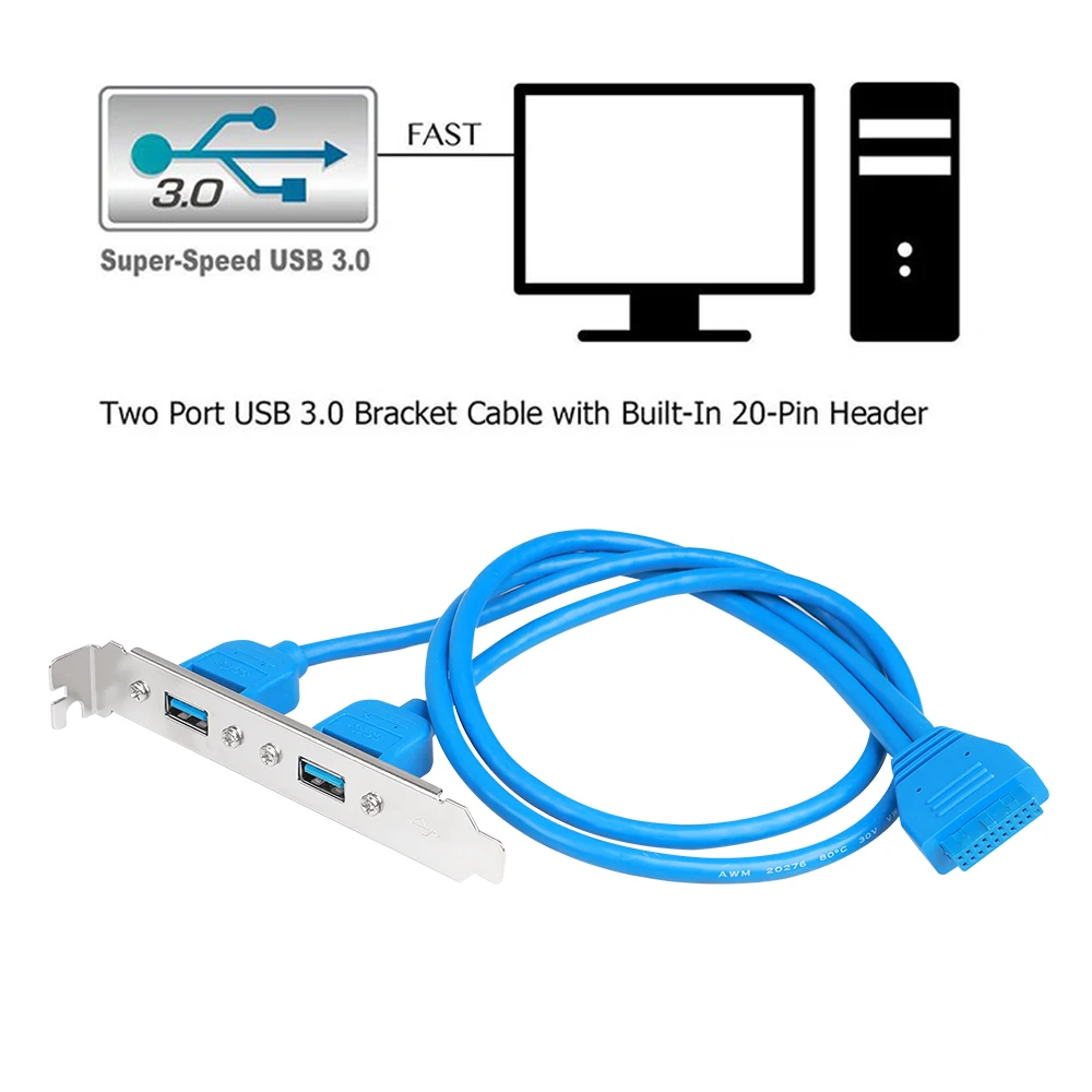Nworld-Cable de cabecera de 20 pines, soporte de expansión de Panel trasero USB 3,0 de alta velocidad, placa base de 2 puertos, Cable de extensión de datos de 5Gbps - imagen 4
