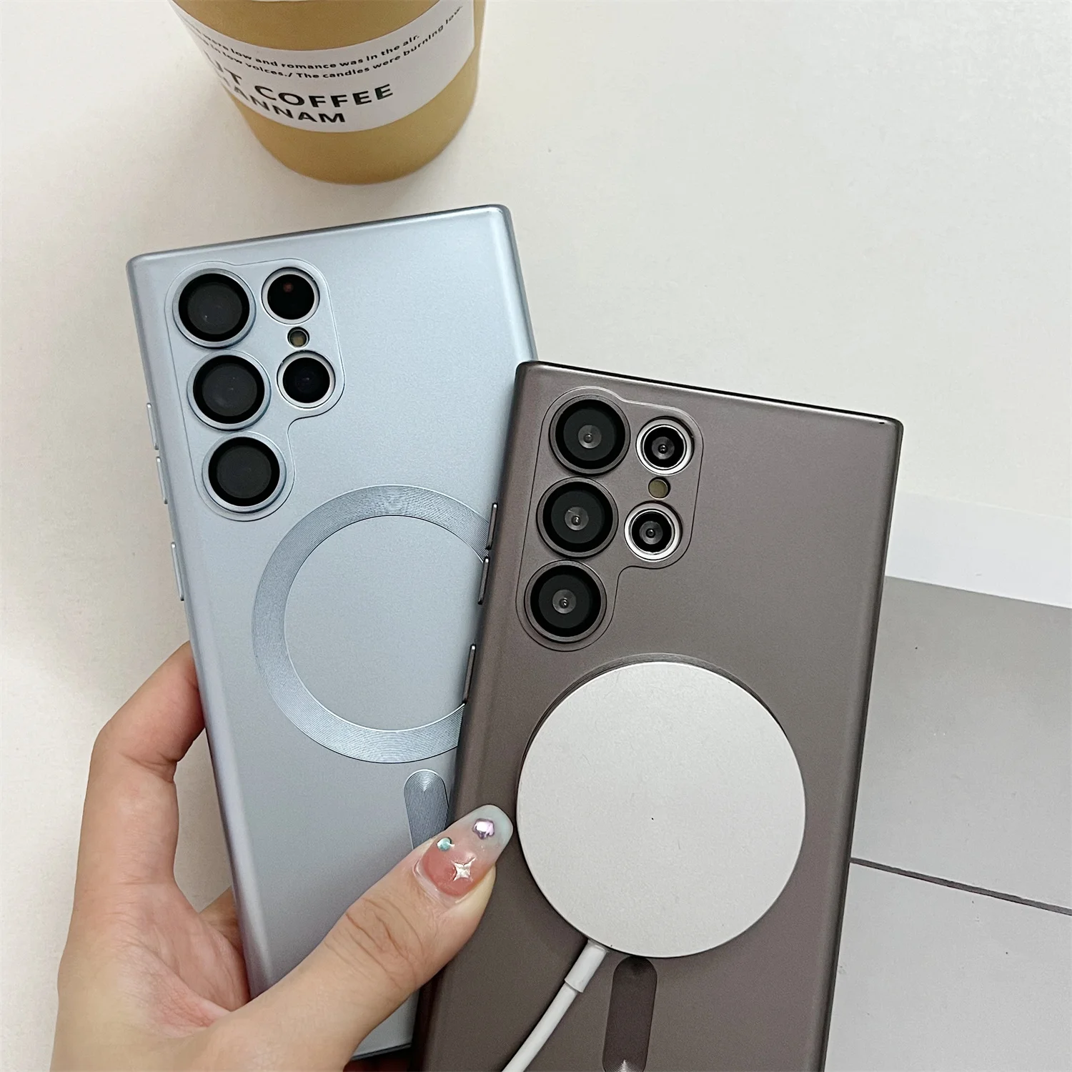 Cargador inalámbrico magnético para funda de parachoques mate Magsafe para Samsung Galaxy S24 S23 S22 Ultra Plus S21 S20 Note 10 20 - imagen 3