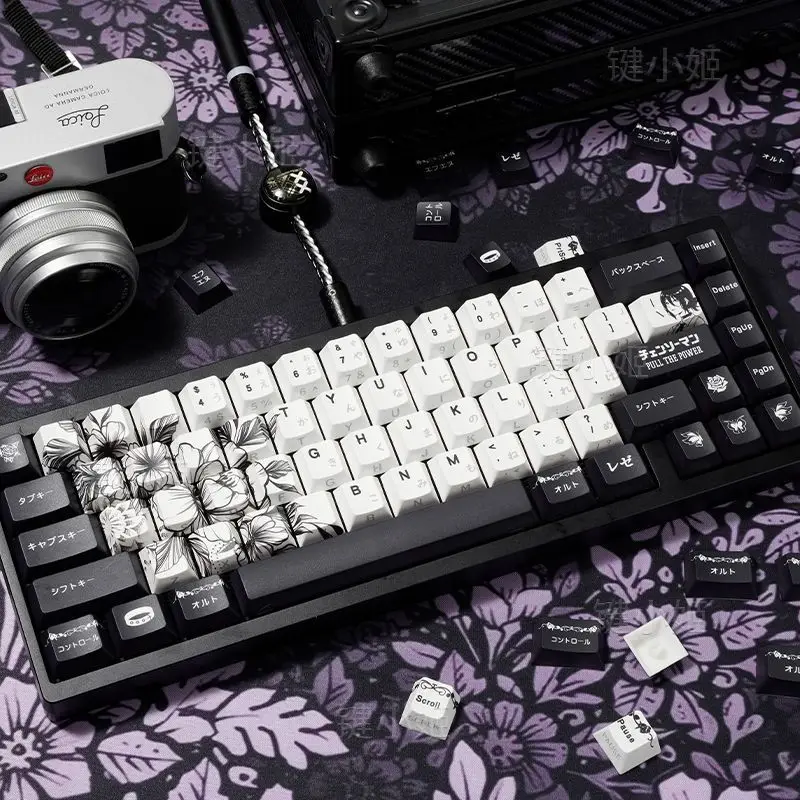 130 teclas Reze Keycaps motosierra hombre tema Anime PBT Dye-sub teclado Keycap PBT Cherry perfil Keycap para Made68 Mad68 Wooting 60 - imagen 2