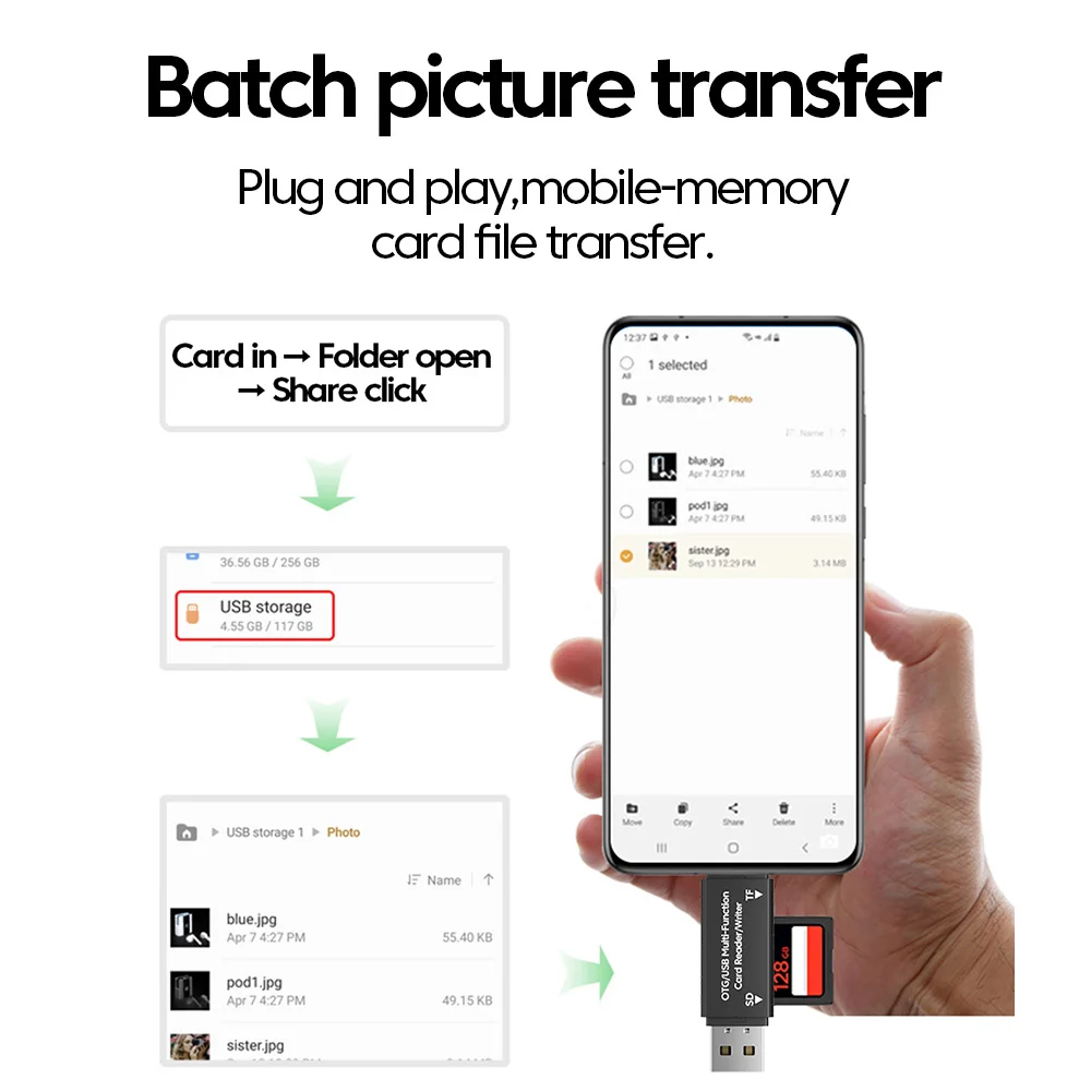 Adaptador de lector de tarjetas 2 en 1, convertidor de lector de tarjetas de memoria USB 2,0 tipo C a SD TF para iPhone 15 16, Samsung, Huawei, Xiaomi, PC y portátil - imagen 5