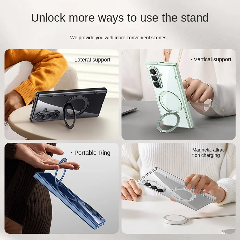 Para Samsung Galaxy Z Fold 7 funda de lujo chapada Magsafe anillo soporte magnético funda protectora trasera para Samsung Z Fold7 Shell - imagen 4