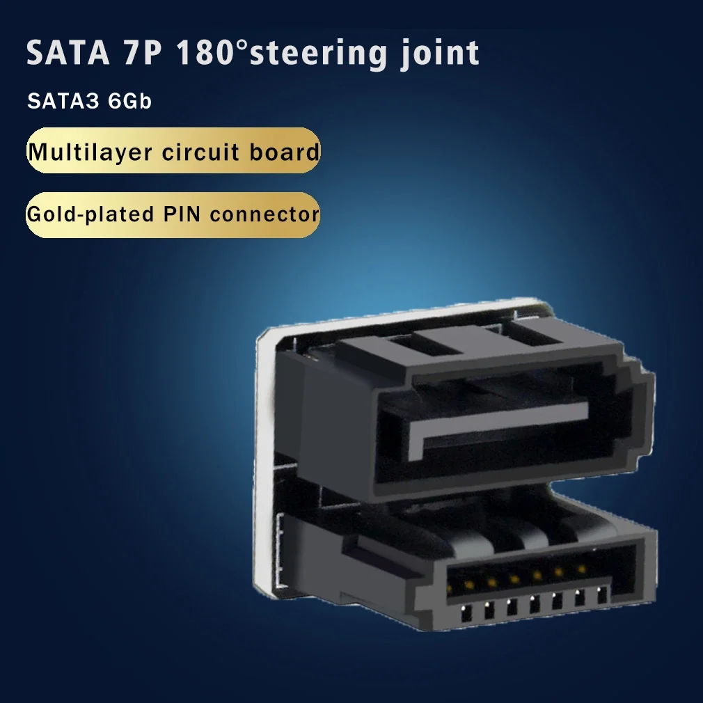 SATA 6GB 7Pin hembra a 7pin macho adaptador en ángulo de 180 grados placa base para escritorios SSD HDD - imagen 4