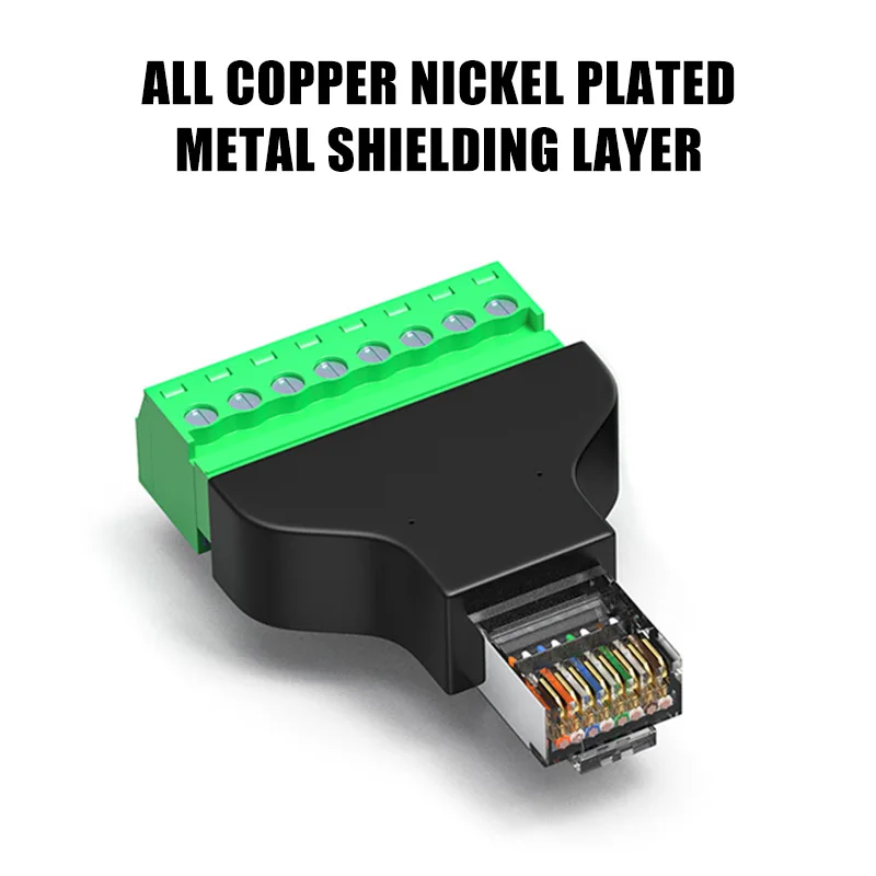 Cabezal de conversión de red RJ45 a 8 pines, junta sin soldadura, conector de cristal macho hembra 8P8C, Terminal de conexión de blindaje de Metal - imagen 4