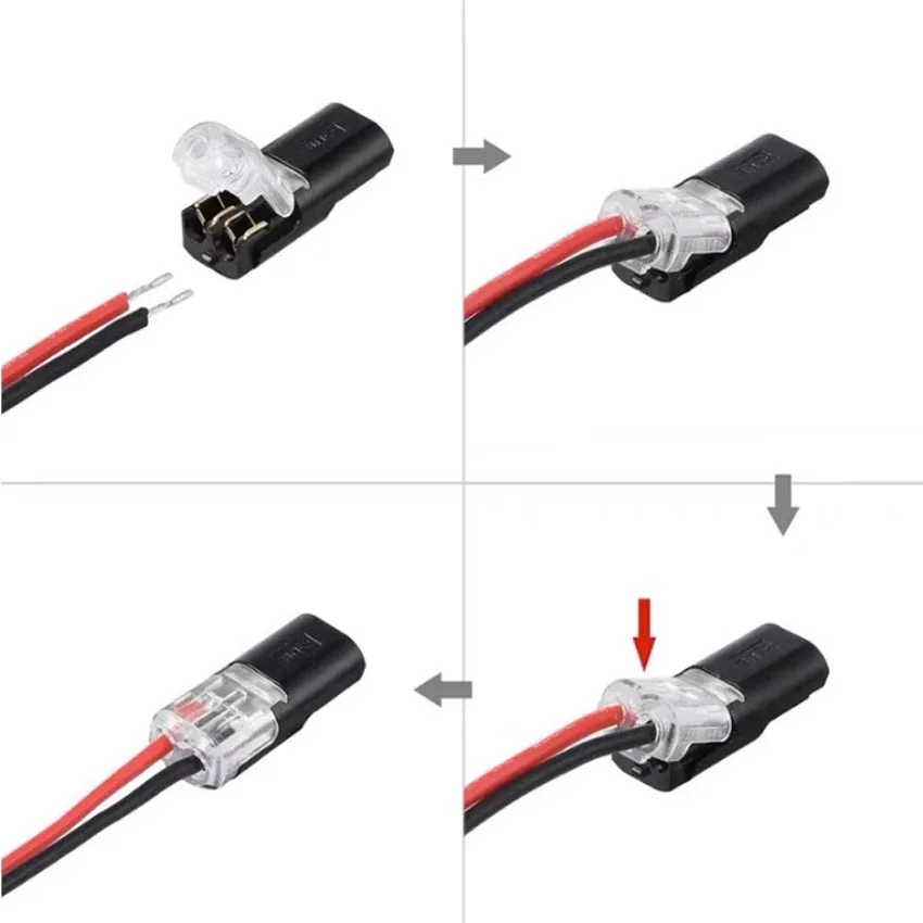 Conector de Cable enchufable de 2 pines, terminales de engarzado de Cable eléctrico de empalme rápido para cableado de cables, conectores LED de coche 22-20AWG, 1-10 Uds.