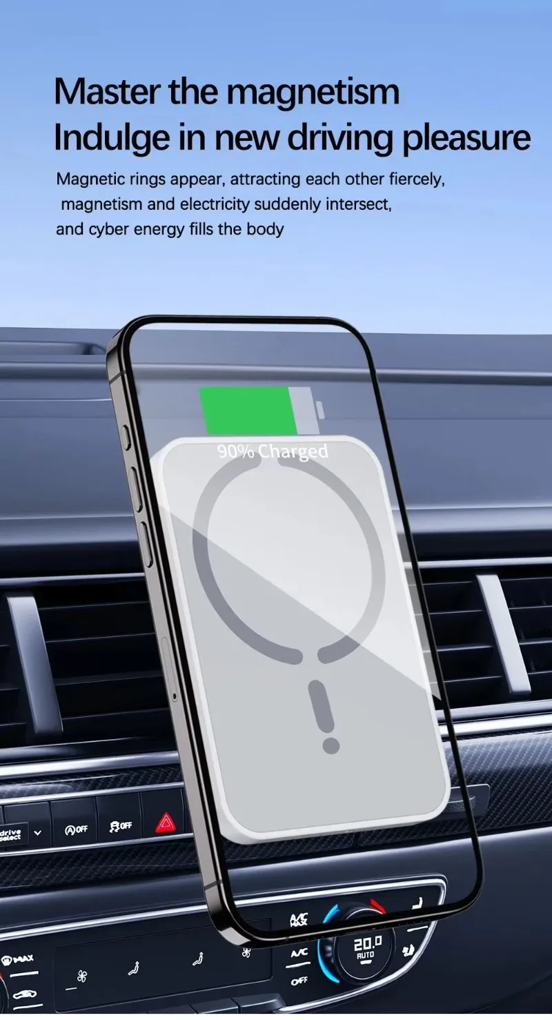 Cargador inalámbrico magnético para coche con ventosa de 30W para Magsafe iPhone 12 13 14 15 16 Pro Max soporte para teléfono con ventilación de aire carga rápida para coche - imagen 2