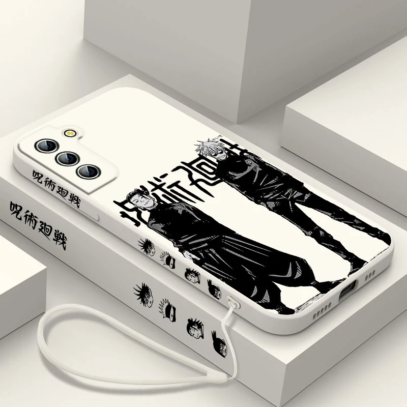 Jujutsu Kaisen Gojo Suguru funda de teléfono para Samsung Galaxy S24 S23 S22 S21 S20 Pro FE Plus Ultra líquido cubierta de cuerda izquierda - imagen 4