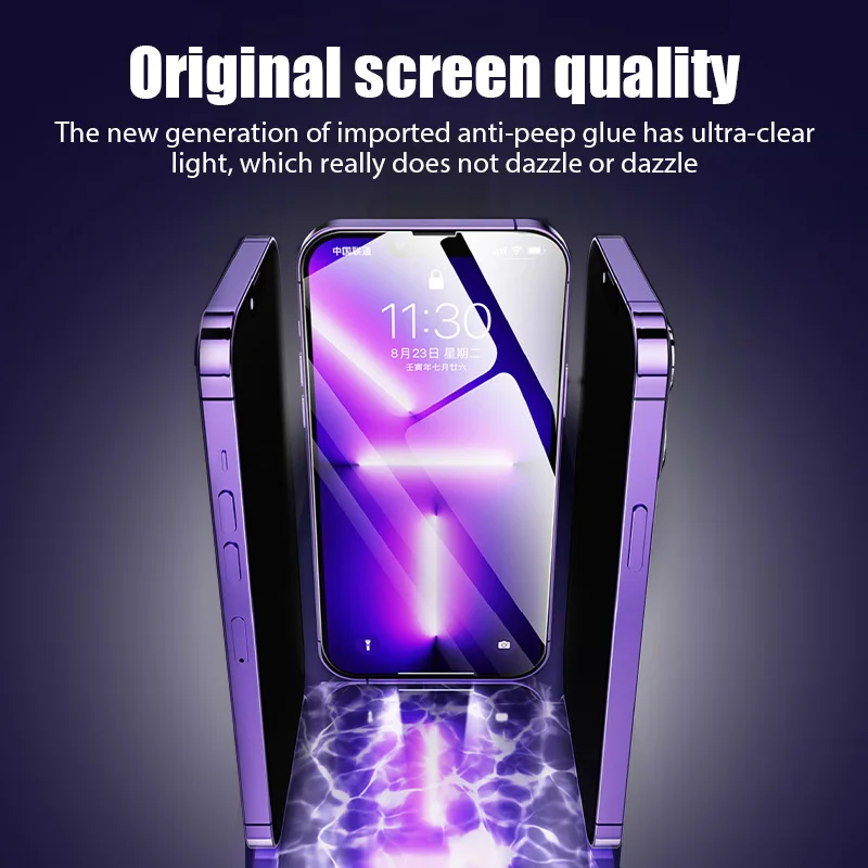 Protector de pantalla de privacidad para iPhone, vidrio templado antiespía para iPhone 14, 13, 11, 12, 15 Pro Max Mini, 15, 14 Plus, XR, XS, SE 2020, 4 unidades - imagen 5