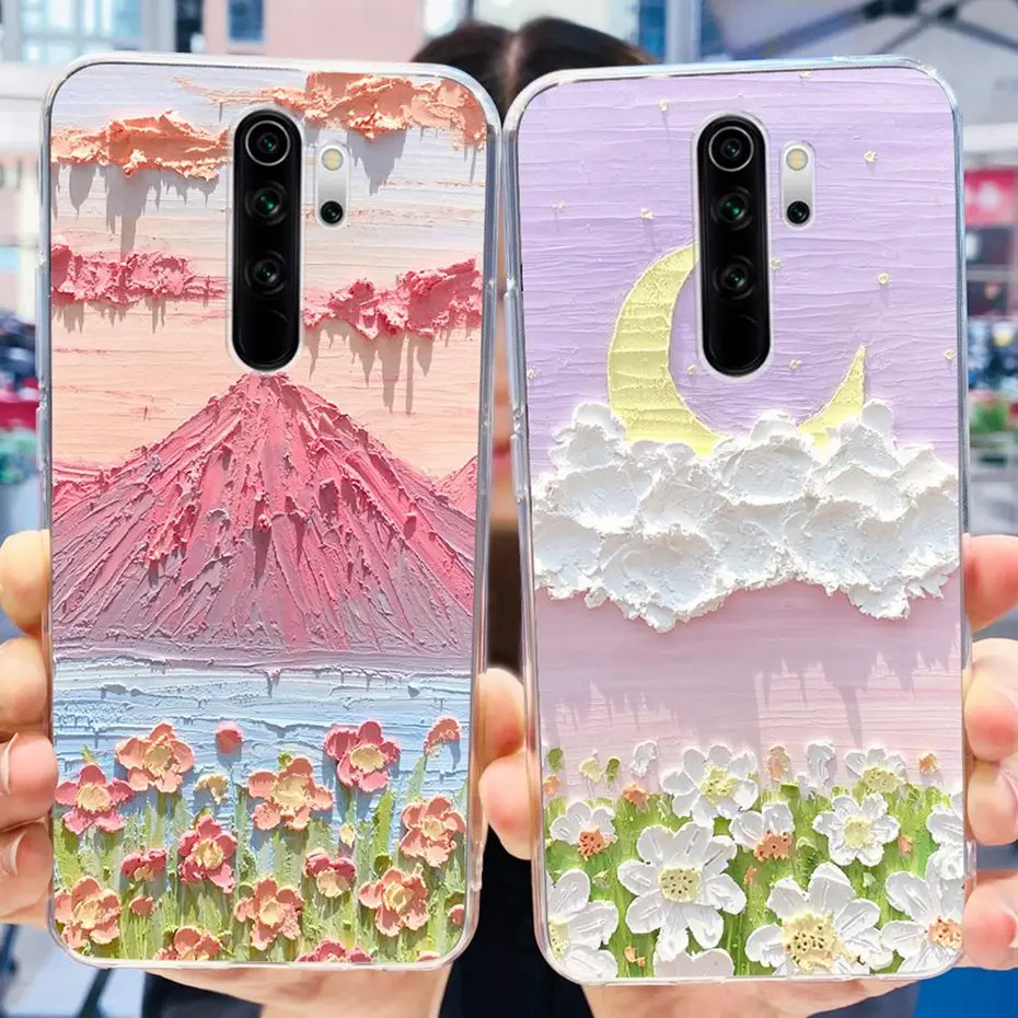 Funda para Xiaomi Redmi Note 8 Pro lindo gato de flores impreso suave silicona TPU fundas de teléfono para Redmi Note 8Pro - imagen 4