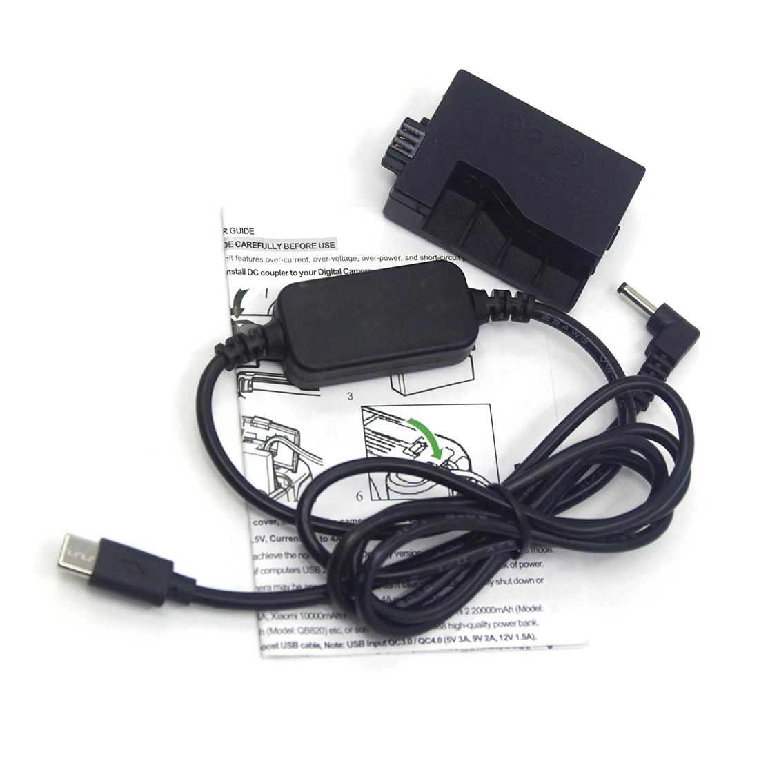 Adaptador de acoplador de DR-E5, batería falsa + Cable de alimentación USB C LP-E5 para Canon EOS XS XSi T1i 450D 500D 1000D Kiss X2 X3 Rebel T1i - imagen 5
