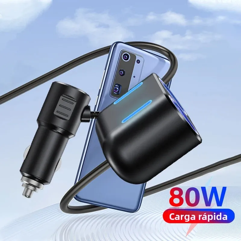 Cable de extensión para encendedor de cigarrillos de coche, 3M/85cm, 10A, cargador de 12V y 24V, Cable de enchufe para encendedor de cigarrillos, adaptador de enchufe hembra, accesorios para automóvil - imagen 3