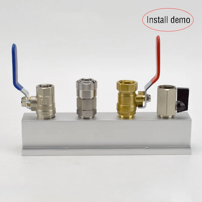 Fila desviadora de escape dividida tipo T G1/2, distribuidor neumático engrosado, bloque de derivación de descarga de aire y agua, divisor de tubería de escape - imagen 3