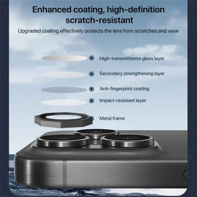 Protector de lente de cámara octogonal Armor 3D para IPhone 16 15 14 Pro Max Plus 13 Mini 16Pro I16 cubierta de lente de anillo de Metal de vidrio templado - imagen 3