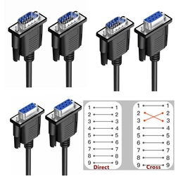 Serial RS232 9 pines 23 cruces macho hembra a hembra DB9 9 pines PC convertidor extensión transferencia 1-1 Cable extensible