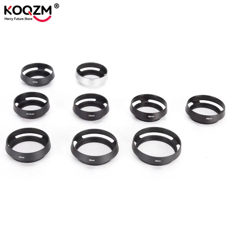 Cubierta de lente de cámara de Metal curvado con ventilación negra, 37, 39, 40,5, 43, 46, 49, 52, 55, 58mm, Leica M, Pentax, S & ny, Olympus