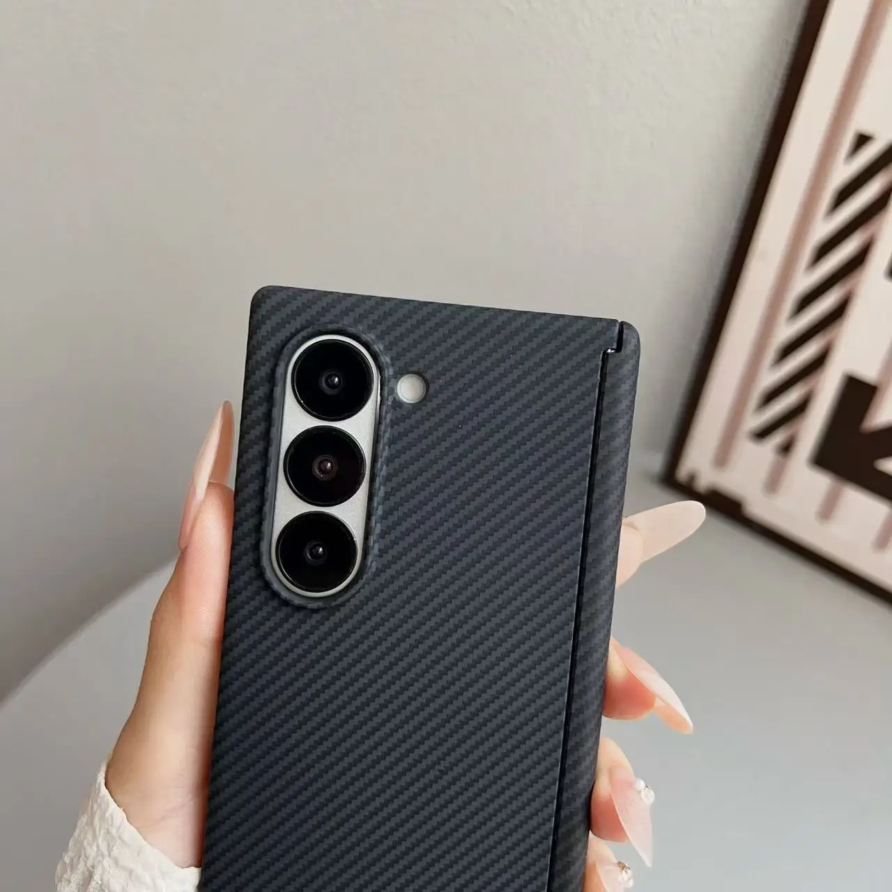 Textura de fibra de carbono de lujo para funda de teléfono MagSafe para Samsung Galaxy Z Fold7 Fold6 Fold5 5G cubierta de carga inalámbrica a prueba de golpes - imagen 4