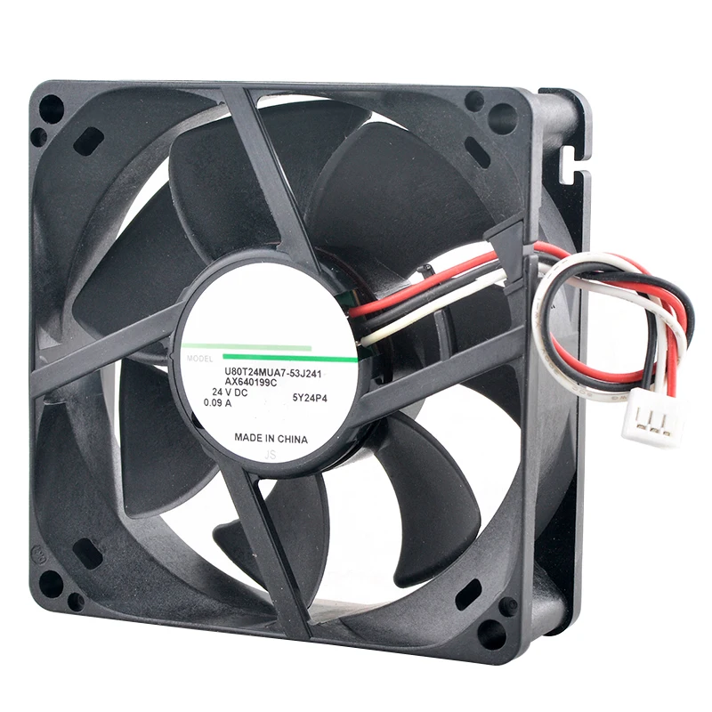 U80T24MUA7-53J241 ventilador de flujo Axial de 8cm X 80mm 80x80x25mm DC24V 0.09A ventilador de refrigeración de 3 pines para fuente de alimentación del convertidor de frecuencia - imagen 4