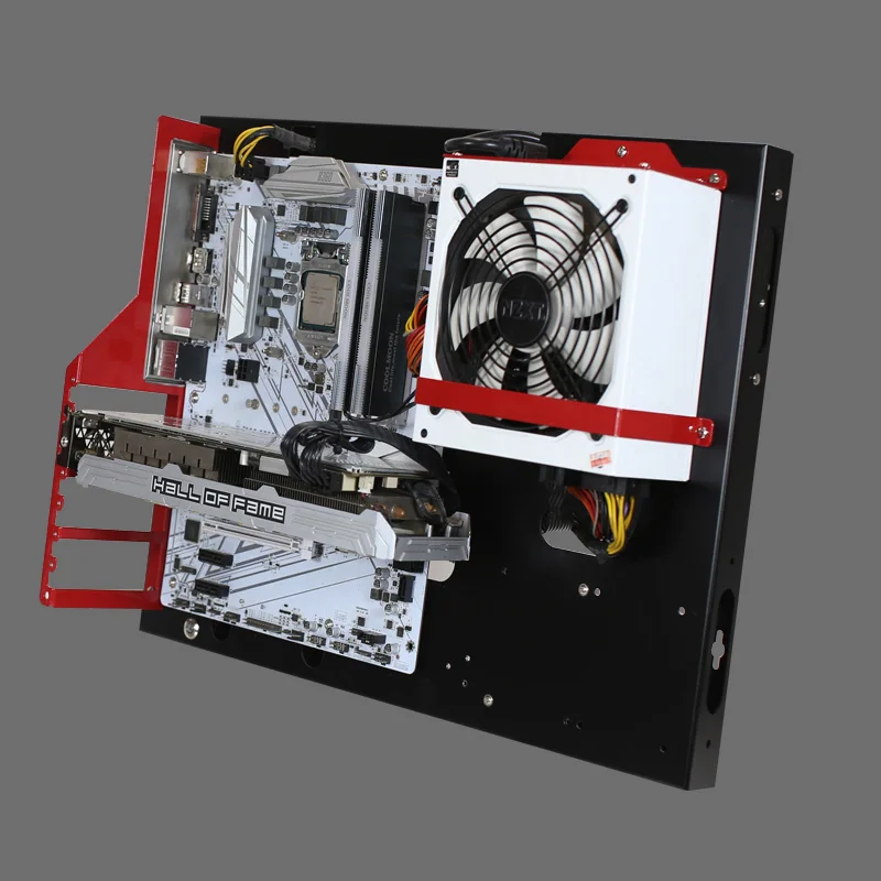 Chasis de PC montado en la pared, chasis de computadora horizontal abierto, soporte base de placa base ATX MATX DIY - imagen 5