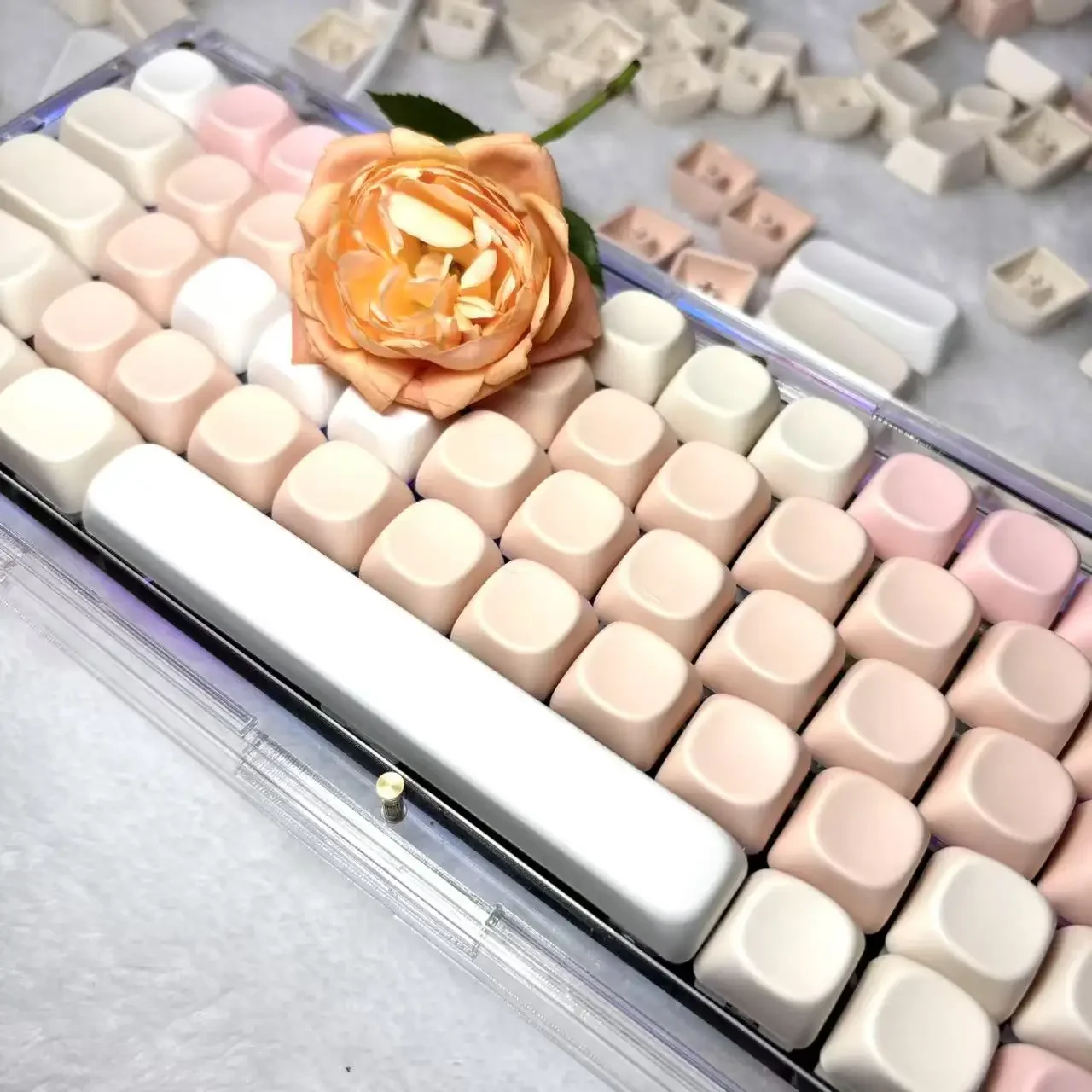 Teclas en blanco, juego de teclas de perfil MOA DIY, teclas personalizadas de sublimación de tinte PBT para teclado mecánico MX 61/68/84/87/104/108 - imagen 5