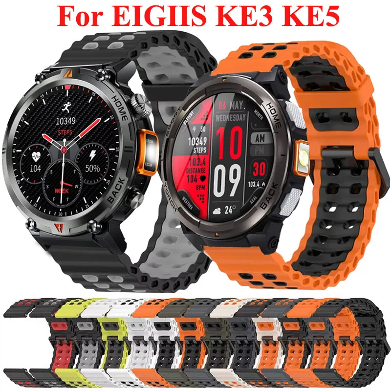 Correa deportiva de silicona de 22mm para reloj inteligente EIGIIS KE3, pulsera transpirable para EIGIIS KE5, accesorios de correa de reloj