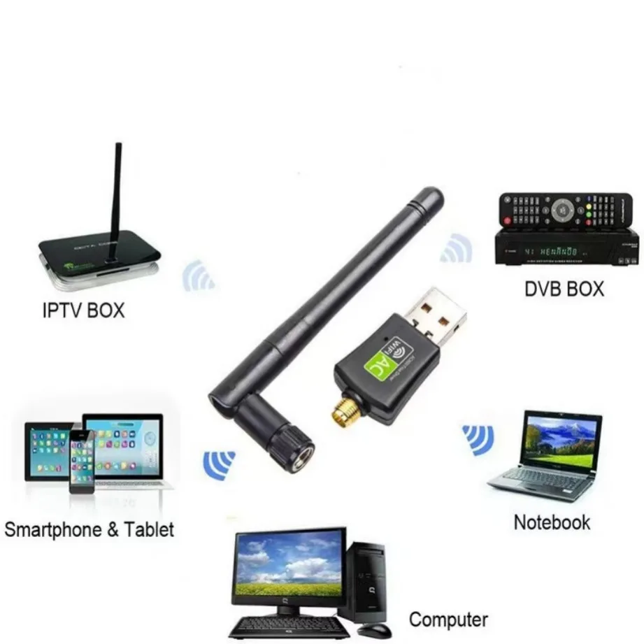Mini adaptador WiFi USB 2,4G 5,8G tarjeta de red inalámbrica 600Mbps RTL8811CU Receptor de Wi-Fi Dongle para PC de escritorio portátil 2,4 GHz - imagen 4