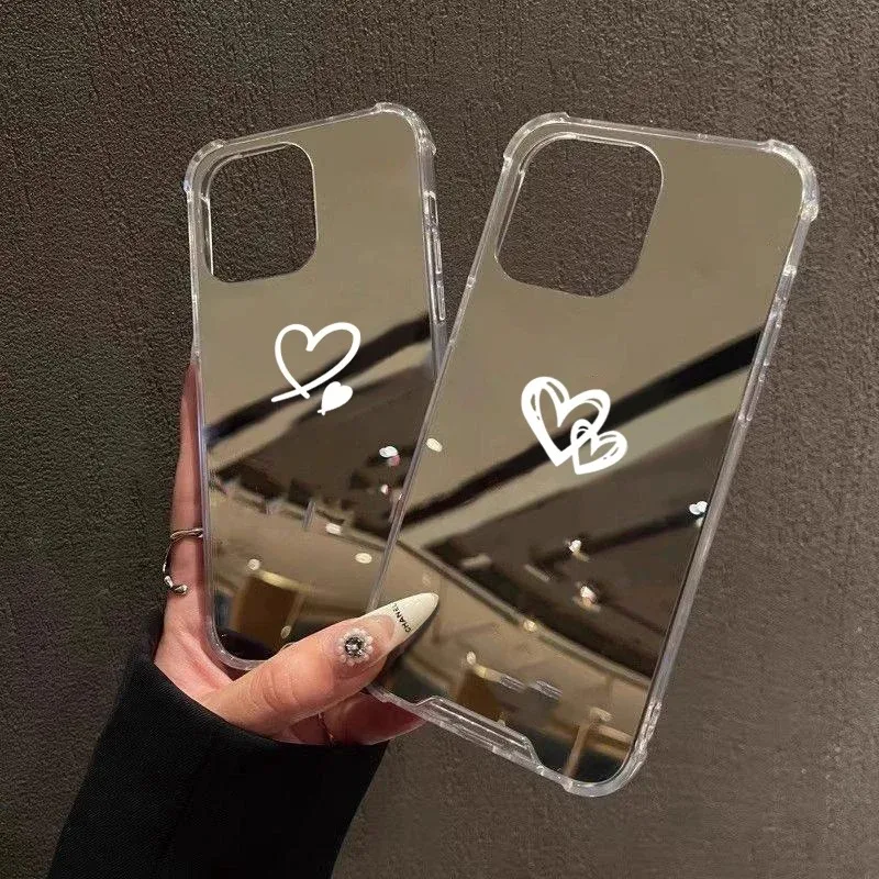 Funda de teléfono suave con espejo de corazón de amor para Samsung Galaxy S25 S24 S23 S22 S21 Ultra Plus FE A06 A14 A23 A36 A52 A55 A56 - imagen 2