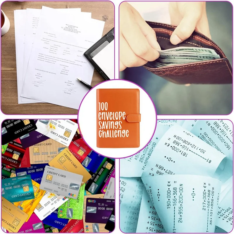 Carpeta de libros con sobre de efectivo, forma fácil y divertida de ahorrar un 5.050 de desafío de ahorro, 1 Juego - imagen 3