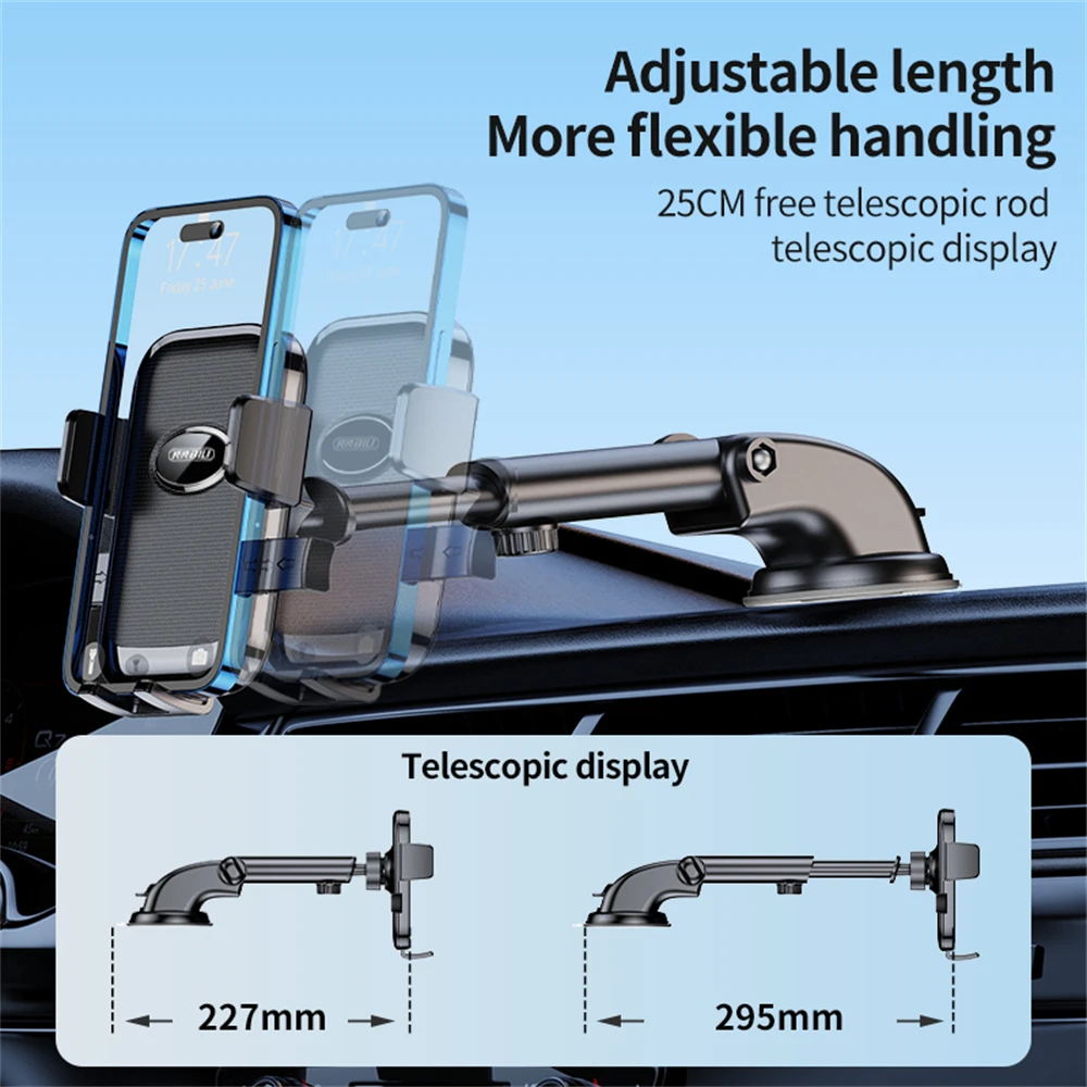 NNBILI-Soporte de ventosa de teléfono para salpicadero de coche, 10 pulgadas de largo, Universal, para parabrisas de aire, 360 grados, giratorio, GPS, antivibración - imagen 5