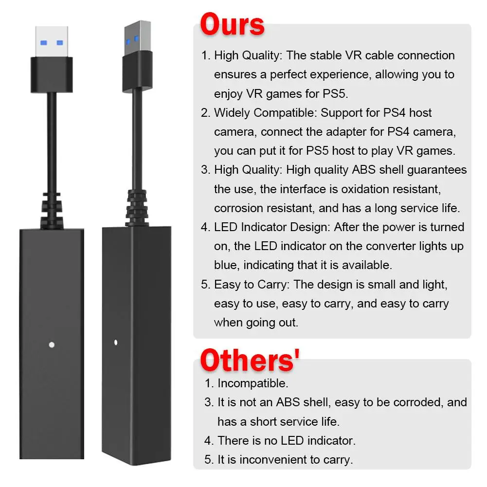 Aolion para PS5 VR Cable adaptador para consola PS5 USB 3,0 Mini conector de cámara para PS VR 5 Cable adaptador accesorios N EWW - imagen 5
