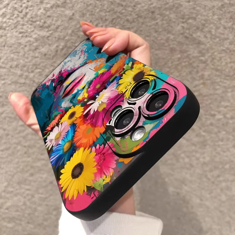 Funda para iPhone 17 fundas iPhone 16 Pro Max funda creativa de teléfono con flores para iPhone 11 14 13 12 15 Plus 17 Air 16e - imagen 3