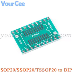 10 uds/2 uds SOP20/SSOP20/TSSOP20 a DIP20 0,65/1,27mm adaptador de placa de transferencia PCB Pinboard placa de prueba IC