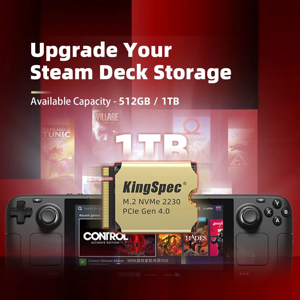 KingSpec-disco duro M2 NVMe SSD de 1TB, unidad interna de estado sólido M.2 PCIe 4,0x4 SSD 2230 para Steam Deck PS5 - imagen 4