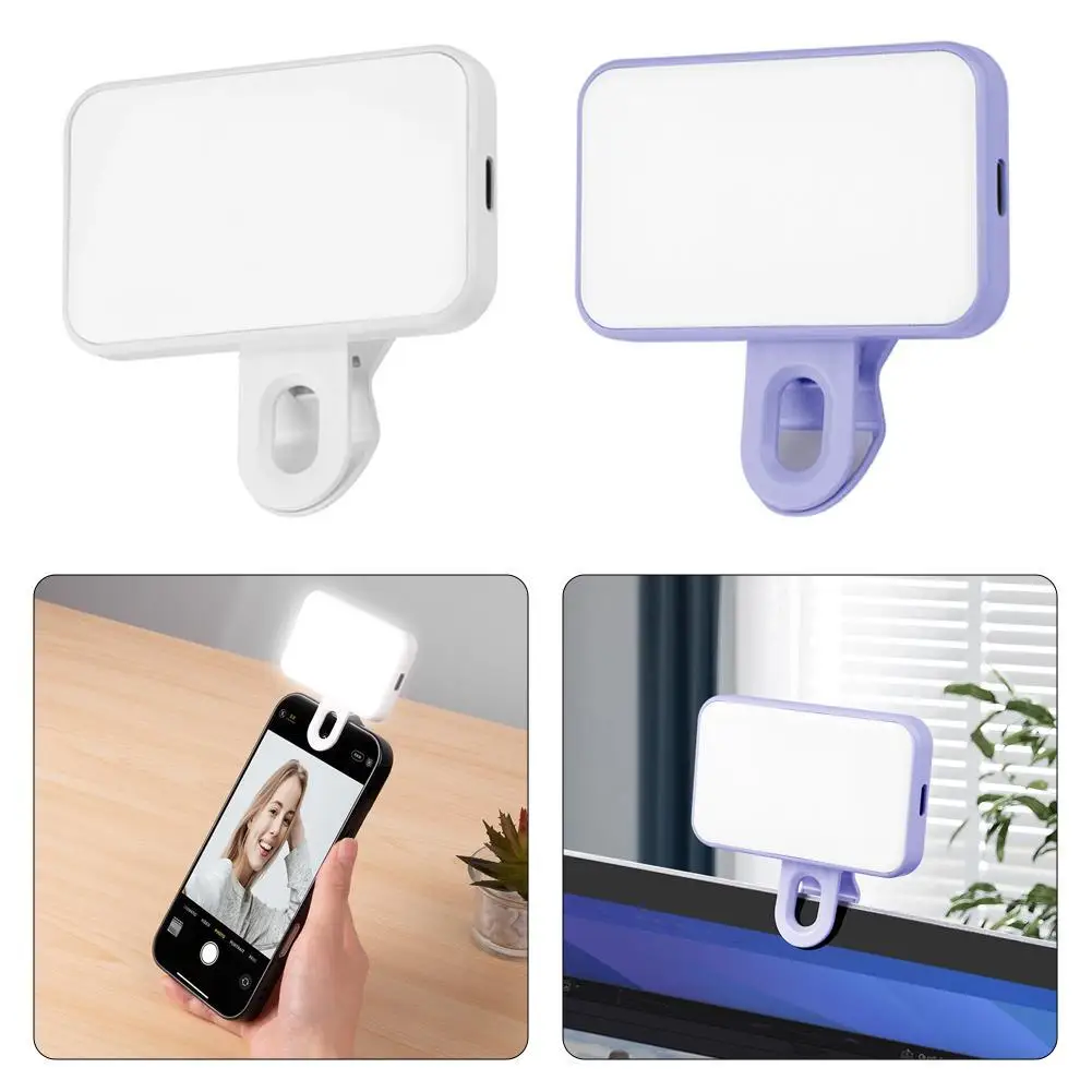 Mini luz de relleno para Selfie, recargable, 3 modos de Color, brillo ajustable, Clip en teléfonos móviles, ordenadores, fotografía, luces LED