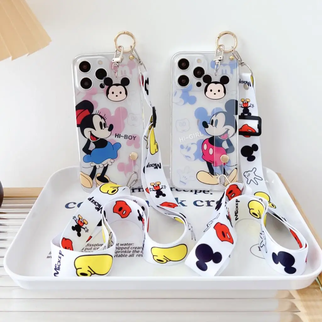 Funda de Minnie Mickey con adorno para Samsung Galaxy, correa de muñeca, S8, S9, S10, S20, S21, S22, S23 Plus, Ultra, S21FE, Note 9, 10, 20 - imagen 2