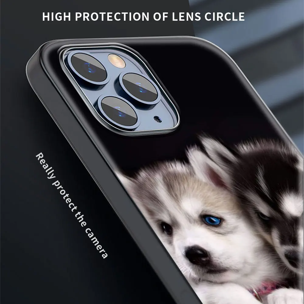 Funda de teléfono de lujo de Alaskan Husky Dog para iPhone 13, 15, 14, 12, 11 Pro MAX, XR, X, SE, XS, 7, 8 Plus, cubierta de silicona negra mate - imagen 3