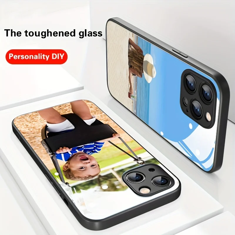 Funda de teléfono de vidrio templado personalizada DIY para iPhone 16 Pro Max 15 14 13 12 11 16E XR imágenes personalizadas protección avanzada - imagen 5