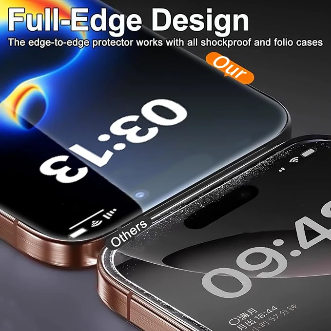 5 uds AR vidrio templado antirreflejo para IPhone 17 16 15 14 13 12 11 Pro Max Protector de pantalla de borde de arco vidrio fácil de instalar - imagen 5