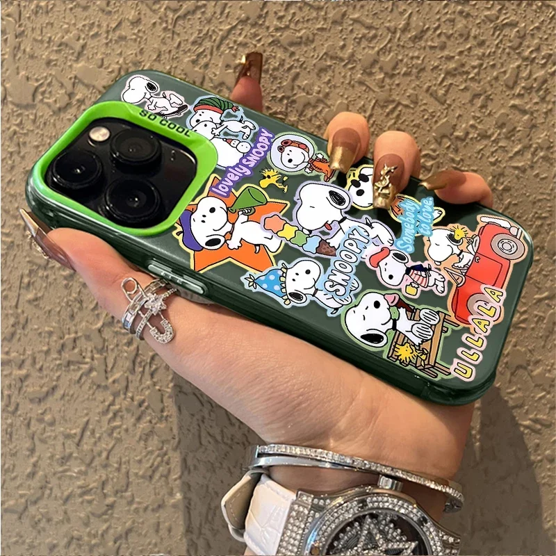 Preciosa funda de teléfono chapada S-Snoopy a la moda para iPhone 17 Air 16 15 11 12 14 13 Pro Max XS X XR Plus 8 7 SE 2020 cubierta a prueba de golpes - imagen 4