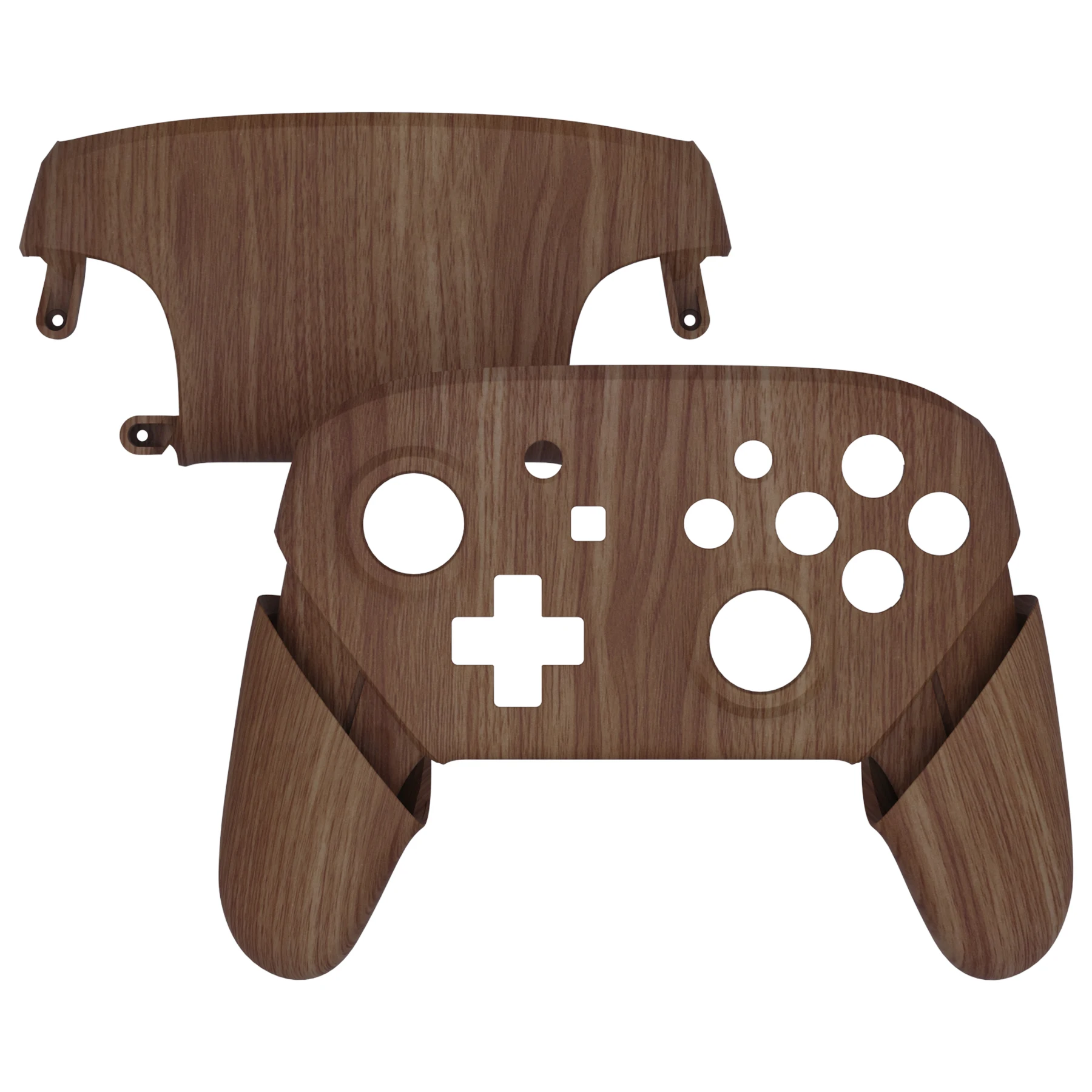 EXtremeRate-manijas de placa posterior para Nintendo Switch Pro, mango de placa frontal, grano de madera, tacto suave, botones de carcasa de repuesto - imagen 2