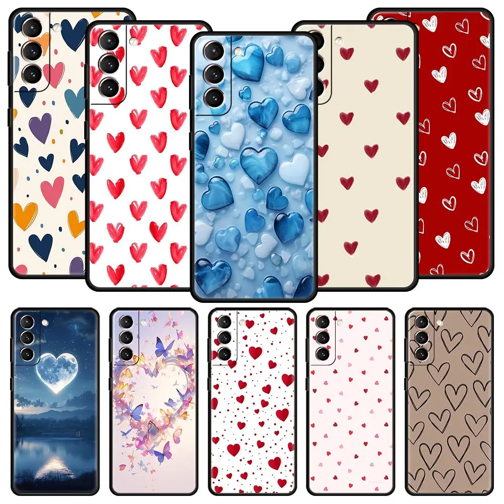 Funda de teléfono Love Heart para Samsung Galaxy S25 Edge S24 S23 S22 S20 Ultra S21 FE 5G S10 Plus, funda suave de TPU
