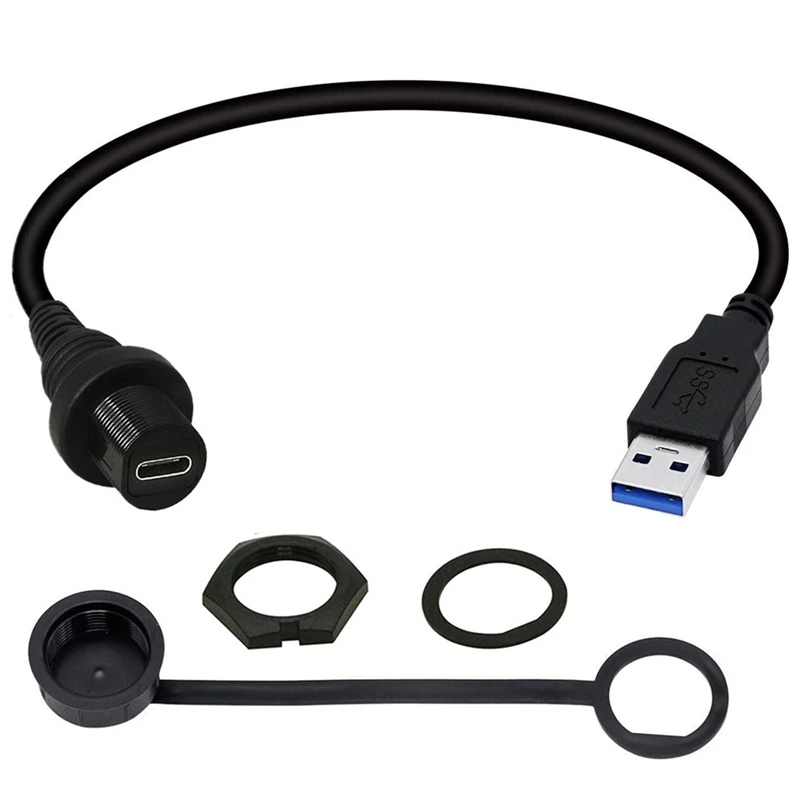 Ángulo de 90 grados USB C 3,1 tipo c hembra a USB A 3,0 macho hembra para Cables impermeables integrados en paneles de yate y barco - imagen 5