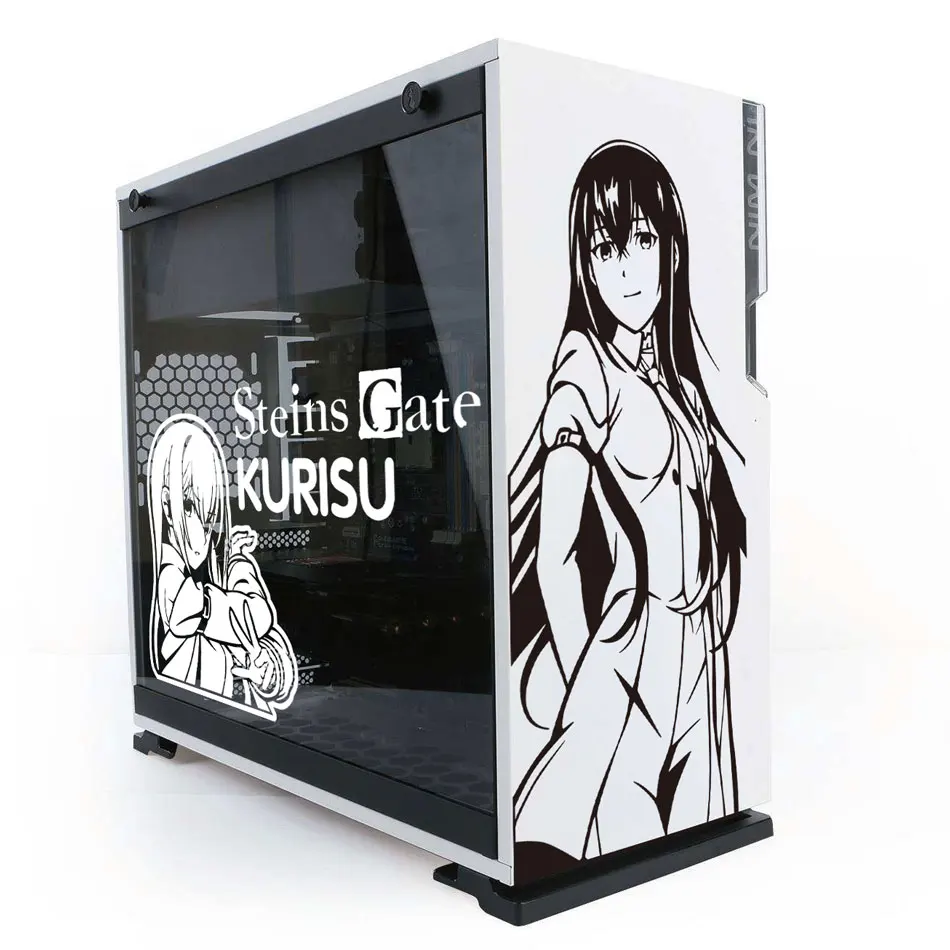 Steins Gate Makise Kurisu pegatinas de anime para caja de PC, calcomanías de decoración de dibujos animados de personalidad para piel de chasis de computadora Atx, Ho - imagen 3