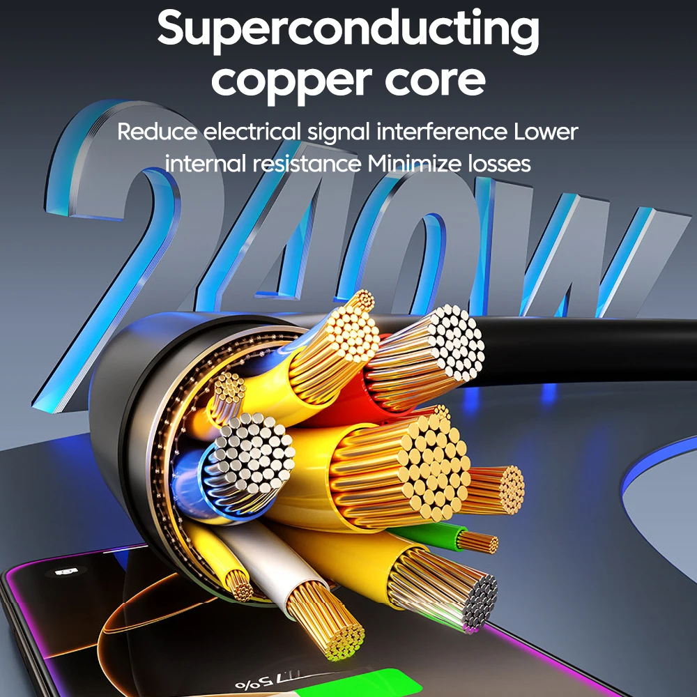 Cable de datos de carga rápida para teléfono móvil, telescópico, 240W, 4 en 1, para iPhone, Samsung, tipo C a USB C, con pantalla Digital - imagen 4