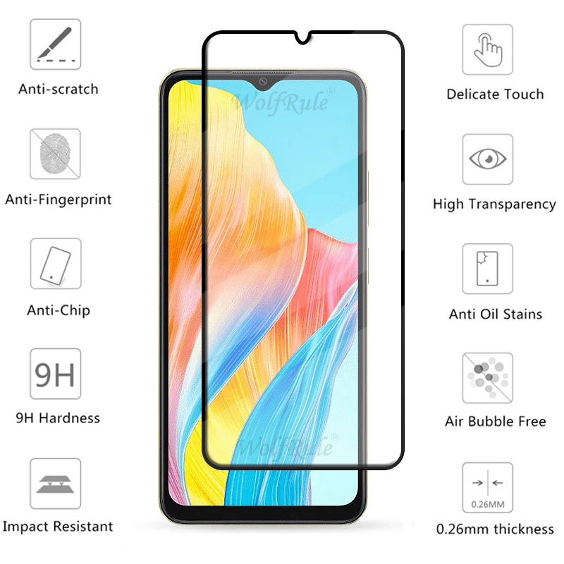 6 en 1 para OPPO A38 vidrio para OPPO A38 vidrio templado 9H HD cubierta completa pegamento Protector de pantalla OPPO A38 A 38 lente de vidrio - imagen 3