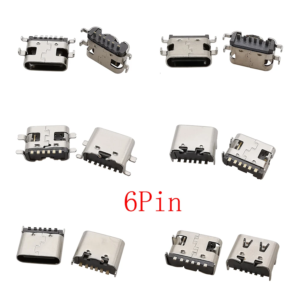10 Uds conector USB tipo C conector hembra 2/6/16/24Pin SMD SMT tipo C puerto de carga para soldadura PCB adaptador de reparación DIY - imagen 4