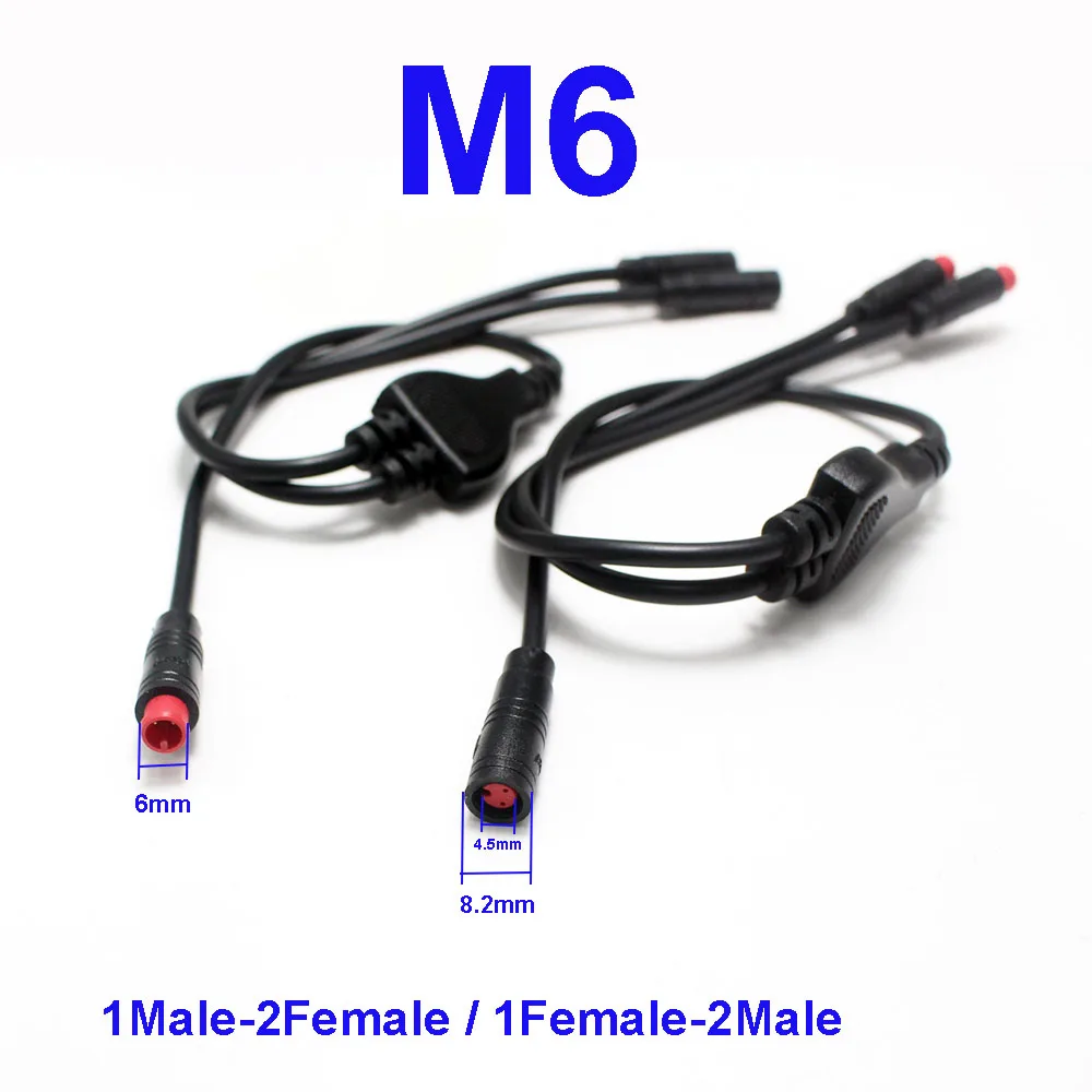 1 Uds M6 2Pin Y divisor Cable de bicicleta eléctrica 1 macho a 2 hembra/1 hembra a 2 macho enchufe de bicicleta eléctrica para Sensor de señal de freno de Scooter