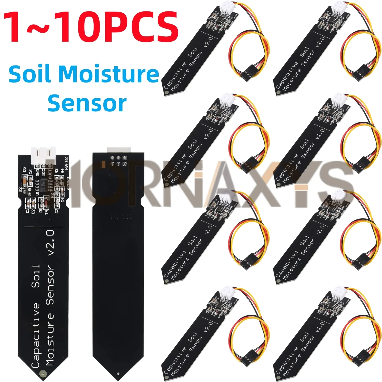 Módulo Sensor capacitivo de humedad del suelo, resistente a la corrosión, 3,3 ~ 5,5 V, para Arduino, detección de humedad, riego de jardín, bricolaje, 1-10 Uds.
