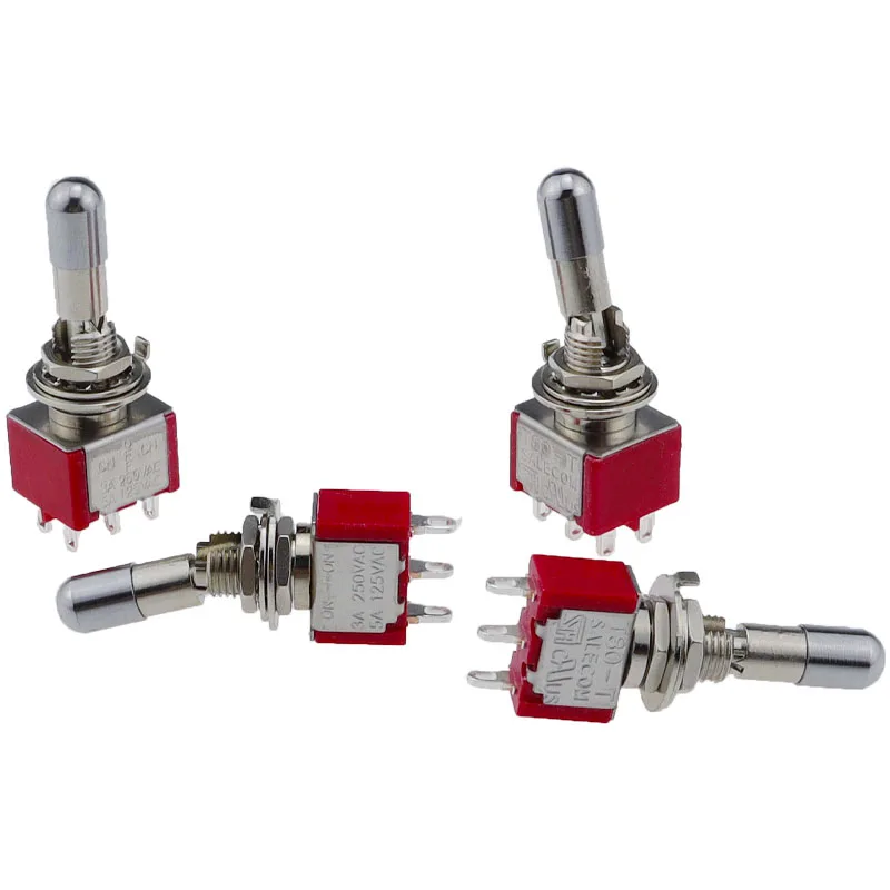 1 unidad SH T80-T palanca de bloqueo antidebras superior redonda 6,35mm montaje en Panel Mini interruptor de palanca 3 pines 6 pines 2/3 posiciones ON OFF ON - imagen 3