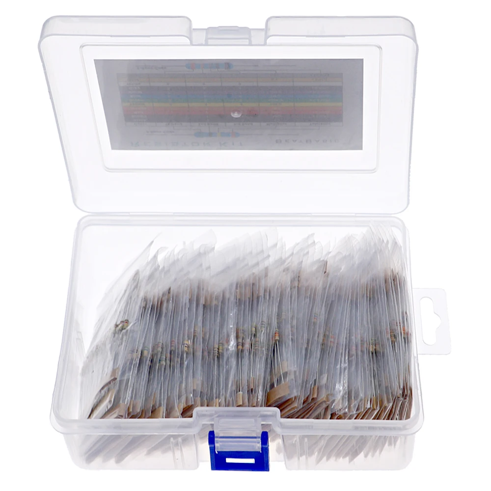 Kit de resistencias de película de carbono, paquete 20 piezas cada valor, unids/lote 1280/caja, 64 valores, 5% 1/4W 1-10M ohm - imagen 2