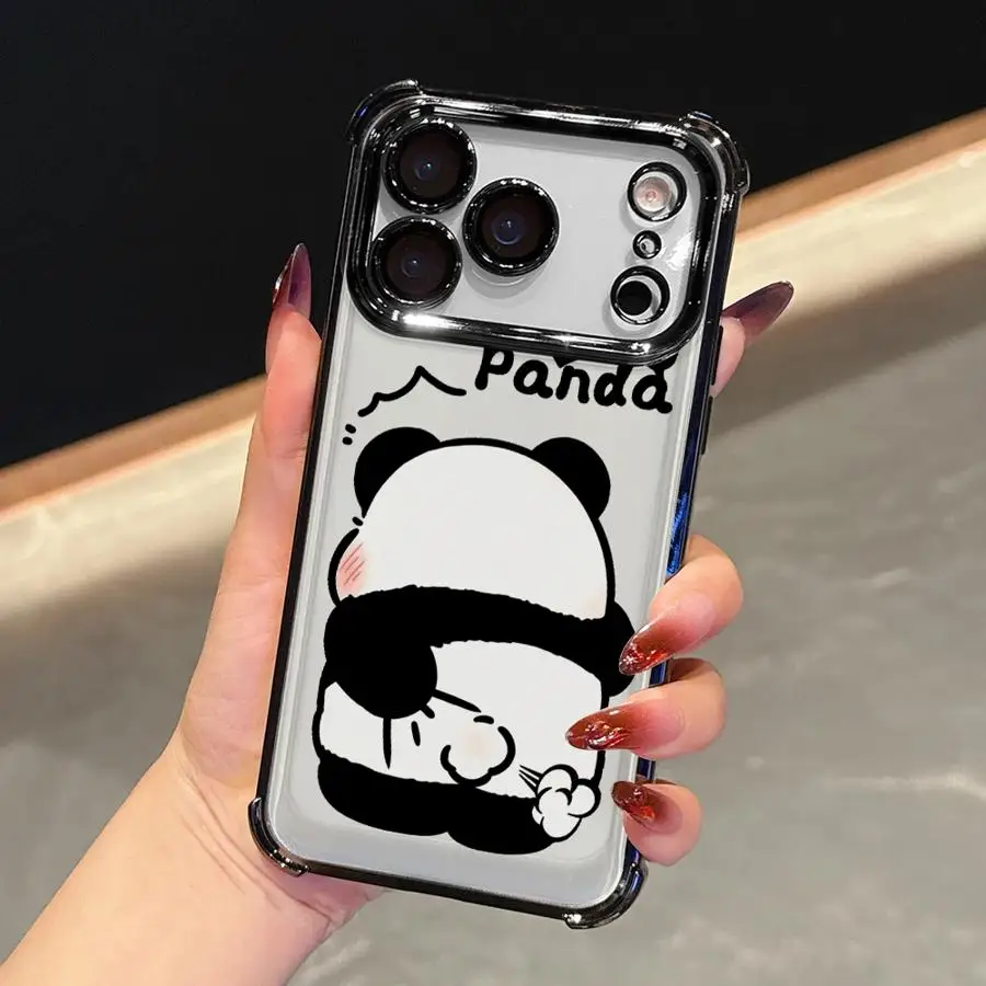 Funda de teléfono de cubierta suave para iPhone 16e 17 Air 16 15 14 Plus 13 12 11 Pro Max Panda divertido - imagen 4